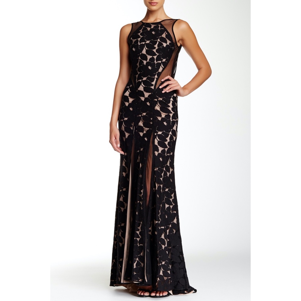 Issue New York Floral Backless Mesh Gown